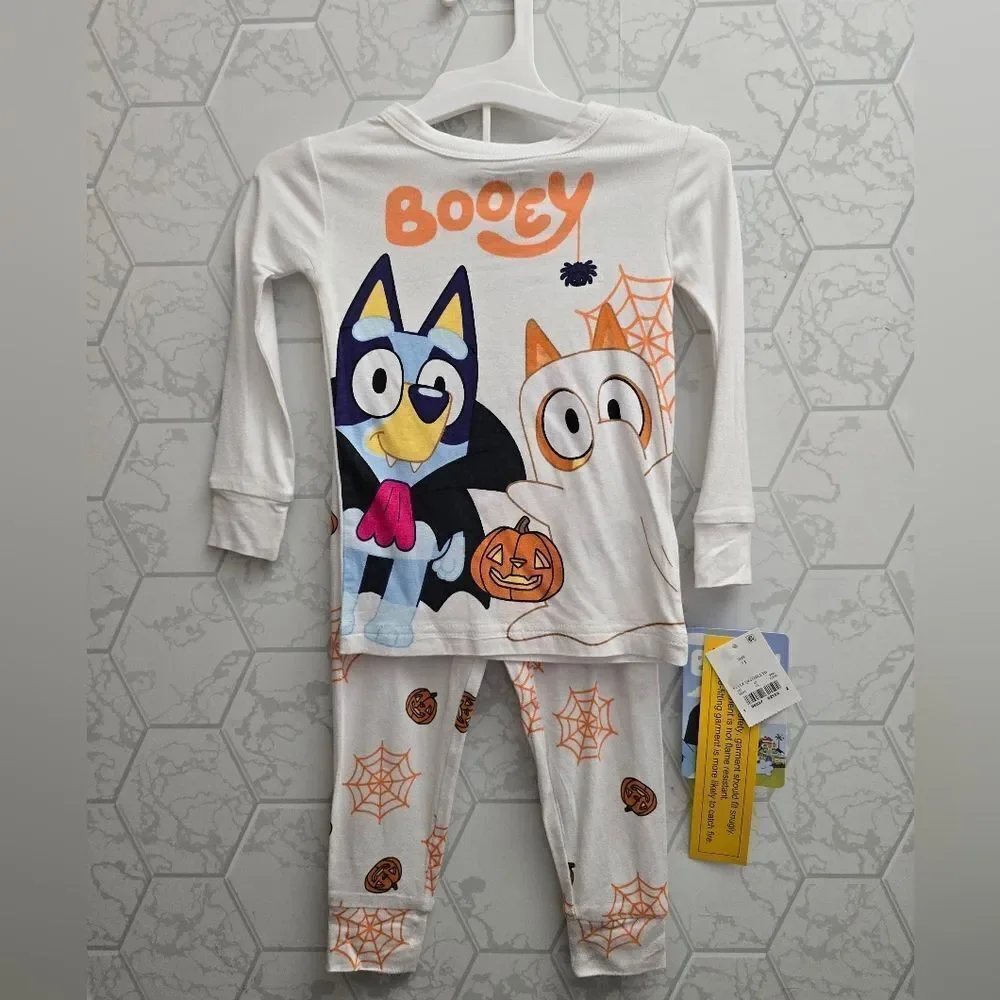 Nwt Toddler Unisex 2pc Bluey Halloween Soft Viscose Snug Fit Pajama Set